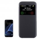 For Samsung Galaxy S7 Edge Black Horizontal Flip Leather Case with Call Display ID