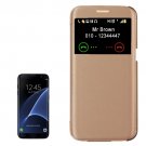 For Samsung Galaxy S7 Edge Gold Horizontal Flip Leather Case with Call Display ID