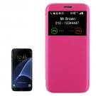 For Samsung Galaxy S7 Edge Magenta Horizontal Flip Leather Case with Call Display ID