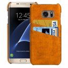 For Samsung Galaxy S7 Edge Yellow Oil Wax Texture Leather Back Cover Case with Card Slots