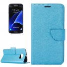 For Galaxy S7 Edge Blue Cross Texture Leather Case with Holder, Card Slots & Wallet