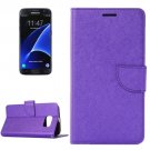 For Galaxy S7 Edge Purple Cross Texture Leather Case with Holder, Card Slots & Wallet