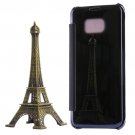 For Galaxy S7 Edge Black Electroplating Mirror Horizontal Flip PC + PU Leather Case