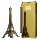For Galaxy S7 Edge Gold Electroplating Mirror Horizontal Flip PC + PU Leather Case