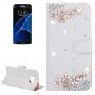 For Galaxy S7 Edge Diamond Encrusted Flower Leather Case with Holder & Card Slot