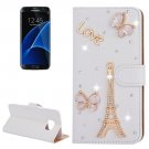 For Galaxy S7 Edge Diamond Encrusted Tower Leather Case with Holder & Card Slot