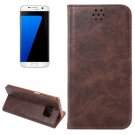 For Galaxy S7 Edge Coffee Crazy Horse Magnetic Leather Case with Holder & Card Slot