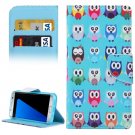 For Galaxy S7 Edge Cartoon Owls Flip Leather Case with Holder, Card Slots & Wallet