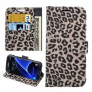 For Galaxy S7 Edge Yellow Leopard Leather Case with Holder; Card Slots & Wallet