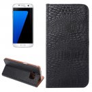For Galaxy S7 Edge Black Crocodile Magnetic Flip Leather Case with Holder & Card Slots