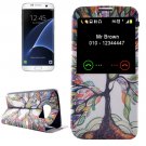 For Galaxy S7 Edge Tree Pattern Flip Leather Case with Call Display ID & Holder