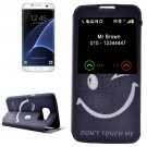 For Galaxy S7 Edge Smile Pattern Flip Leather Case with Call Display ID & Holder