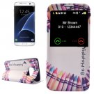 For Galaxy S7 Edge Be Happy Pattern Flip Leather Case with Call Display ID & Holder