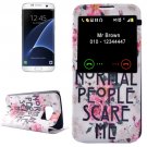 For Galaxy S7 Edge Flowers Pattern Flip Leather Case with Call Display ID & Holder