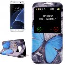 For Galaxy S7 Edge Butterfly Pattern Flip Leather Case with Call Display ID & Holder