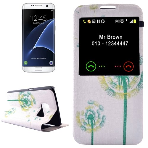 For Galaxy S7 Edge Dandelion Pattern Flip Leather Case with Call Display ID & Holder