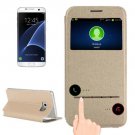 For Galaxy S7 Edge Gold Horizontal Flip Leather Case with Holder & Call Display ID
