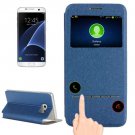 For Galaxy S7 Edge Blue Horizontal Flip Leather Case with Holder & Call Display ID