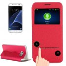 For Galaxy S7 Edge Red Horizontal Flip Leather Case with Holder & Call Display ID