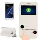 For Galaxy S7 Edge White Horizontal Flip Leather Case with Holder & Call Display ID