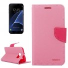 For Galaxy S7 Edge Pink Cross Leather Case with Holder, Card Slots & Wallet