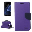 For Galaxy S7 Edge Purple Cross Leather Case with Holder, Card Slots & Wallet