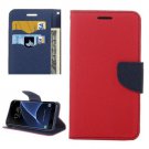 For Galaxy S7 Edge Red Cross Leather Case with Holder, Card Slots & Wallet