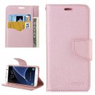 For Galaxy S7 Edge Rose Gold Cross Leather Case with Holder, Card Slots & Wallet