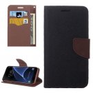 For Galaxy S7 Edge Brown Cross Leather Case with Holder, Card Slots & Wallet