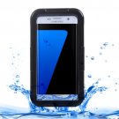 For Galaxy S7 Edge Black IPX8 Plastic + Silicone Transparent Waterproof Protective Case with Lanyard