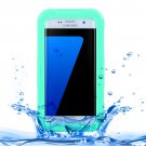 For Galaxy S7 Edge Green IPX8 Plastic + Silicone Transparent Waterproof Protective Case with Lanyard