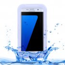 For Galaxy S7 Edge White IPX8 Plastic + Silicone Transparent Waterproof Protective Case with Lanyard
