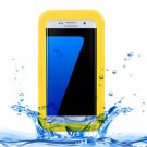 For Galaxy S7 Edge Yellow IPX8 Plastic + Silicone Transparent Waterproof Case with Lanyard