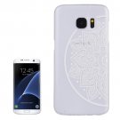 For Galaxy S7 Edge Carved Flower Pattern Transparent Frame PC Protective Case