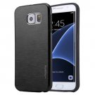 For Galaxy S7 Edge Black Motomo Brushed Texture Metal + TPU Protective Case