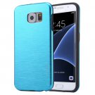 For Galaxy S7 Edge Blue Motomo Brushed Texture Metal + TPU Protective Case