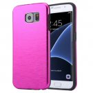 For Galaxy S7 Edge Magenta Motomo Brushed Texture Metal + TPU Protective Case