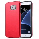 For Galaxy S7 Edge Red Motomo Brushed Texture Metal + TPU Protective Case