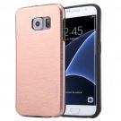 For Galaxy S7 Edge Rose Gold Motomo Brushed Texture Metal + TPU Protective Case