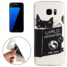 For Galaxy S7 Edge Black Cat Words Pattern TPU Protective Case