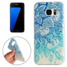 For Galaxy S7 Edge Blue Leaves Pattern TPU Protective Case