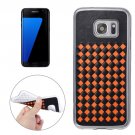 For Galaxy S7 Edge Orange Knit Pattern PU Leather + TPU Protective Case