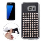 For Galaxy S7 Edge Gold Knit Pattern PU Leather + TPU Protective Case