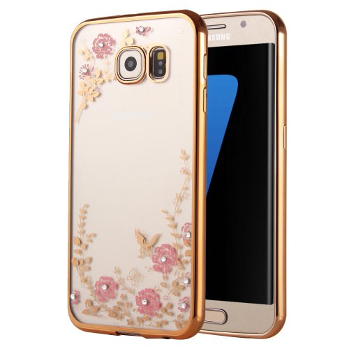 For Galaxy S7 Edge Flowers Patterns Electroplating Soft TPU Protective Cover Case