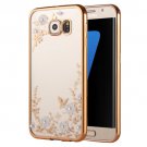 For Galaxy S7 Edge Flowers Patterns Electroplating Soft TPU Protective Cover Case