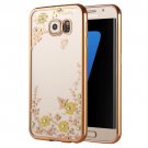 For Galaxy S7 Edge Flowers Patterns Electroplating Soft TPU Protective Cover Case