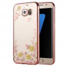 For Galaxy S7 Edge Flowers Patterns Electroplating Soft TPU Protective Cover Case
