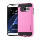 For Galaxy S7 Edge Pink Verus Brushed Texture PC + TPU Protective Case