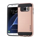 For Galaxy S7 Edge Rose Gold Verus Brushed Texture PC + TPU Protective Case
