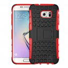 For Galaxy S7 Edge Red Tire Texture Combination Case with Separable Black Holder
